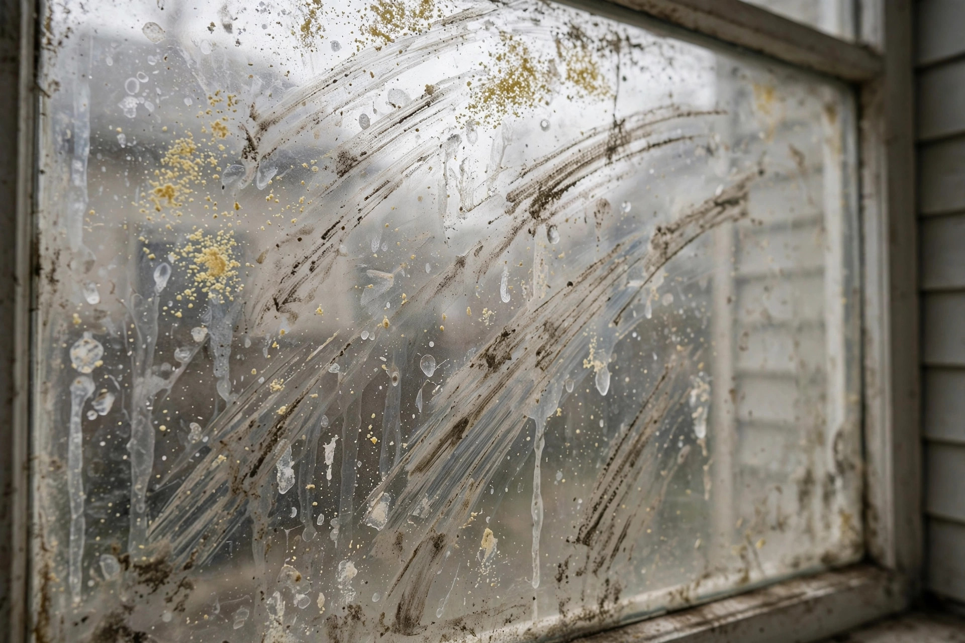 Dirty window before cleaning